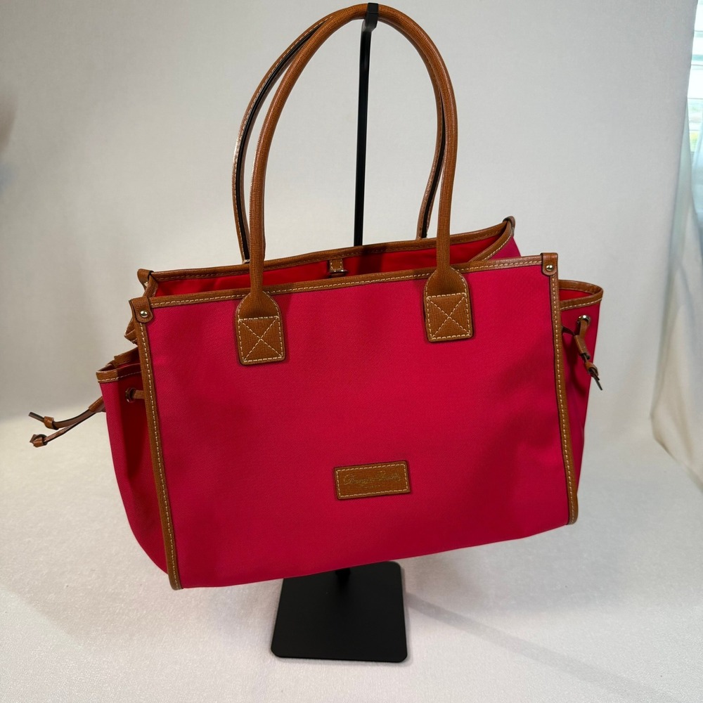 Dooney & Bourke Pink Leather Trim Nylon Tote Bag Shoulder Bag